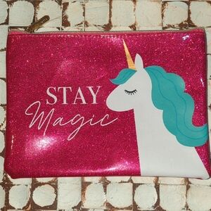 Stay Magic Pink Glitter Unicorn Pouch